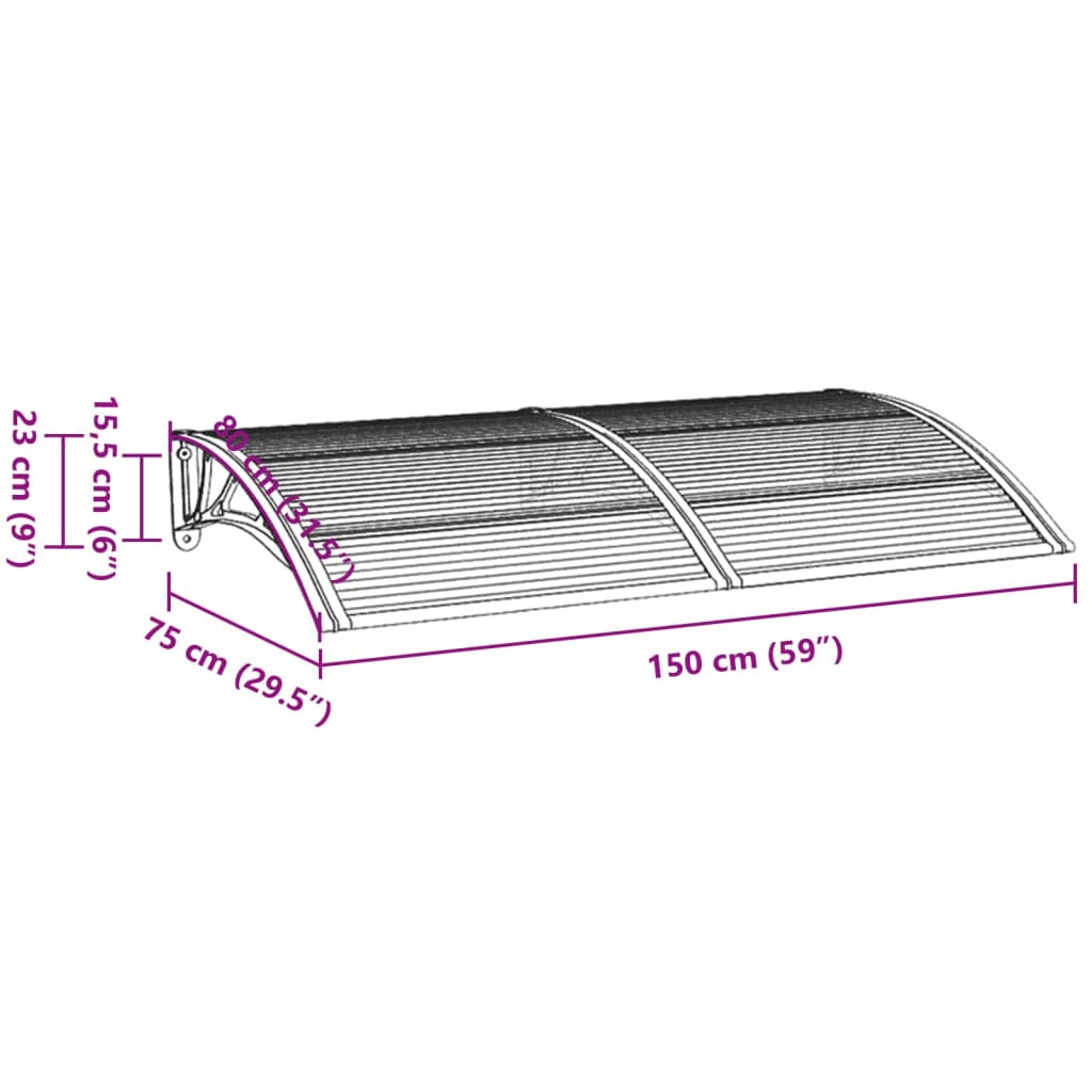 vidaXL Dyraskyggni Svart 150x75 cm Pólýkarbónat