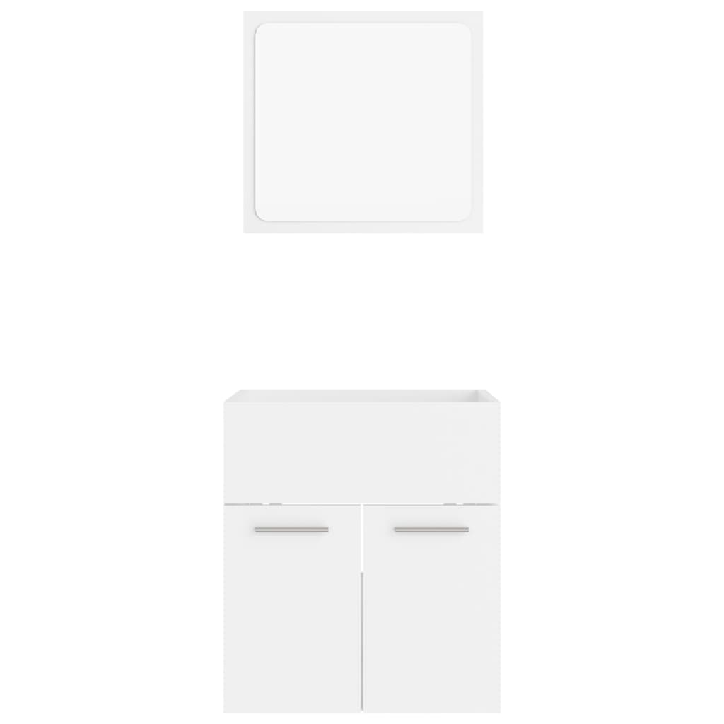 804773 vidaXL 2 Piece Bathroom Furniture Set White Chipboard