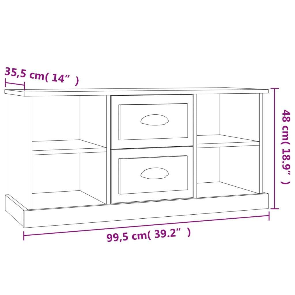 vidaXL Sjónvarpsskápur Grár Sonoma 99,5x35,5x48 cm Samsettur Viður