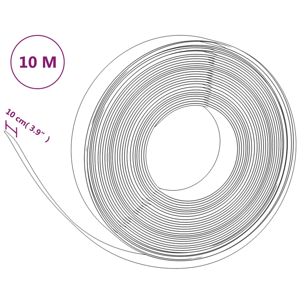 vidaXL Garðkantar 4 stk. Gráir 10 m 10 cm Pólýetýlen