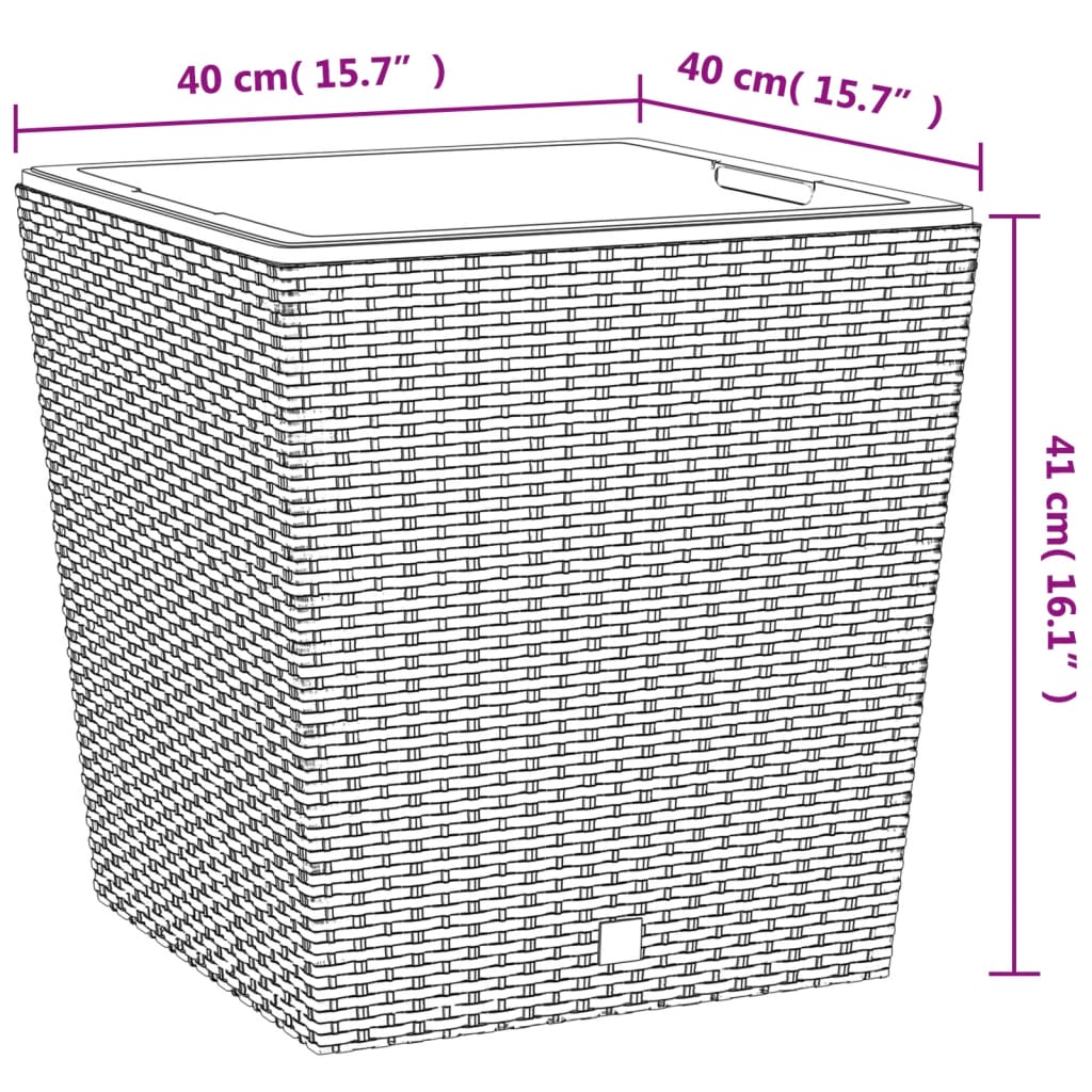 vidaXL Gróðurker Laus Innri Pottur Brúnt 37 / 64 L PP Rattan