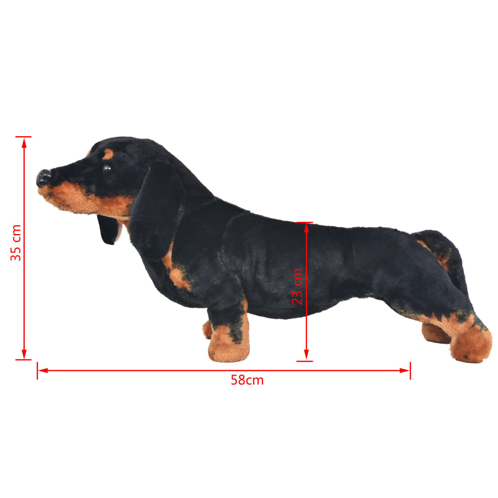 vidaXL Standandi Mjúkdýr Dachsund Hundur Svartur XXL