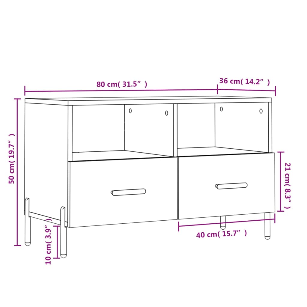 vidaXL Sjónvarpsskenkur Háglans Hvítur 80x36x50 cm Samsettur Viður