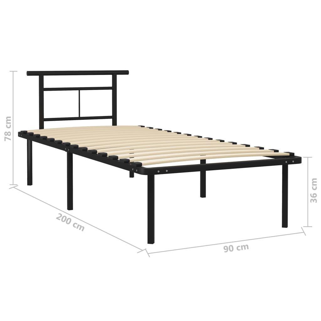 vidaXL Rúmgrind án Dýnu Svört 90x200 cm Málmur