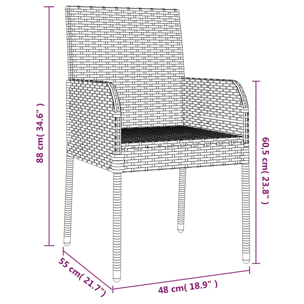 vidaXL 5 Hluta Garðborðstofusett með Sessum Svart Pólýrattan