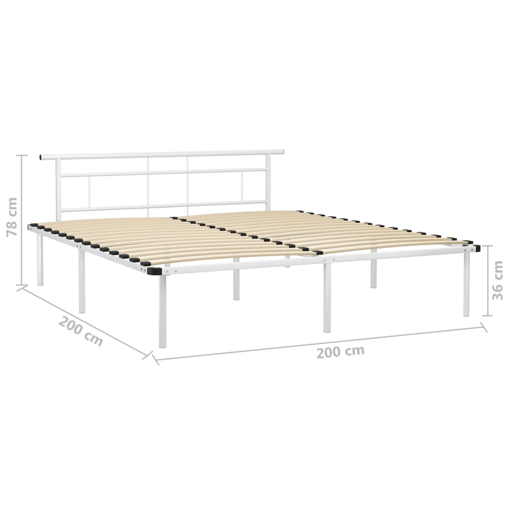 vidaXL Rúmgrind án Dýnu Hvítur 200x200 cm Málmur