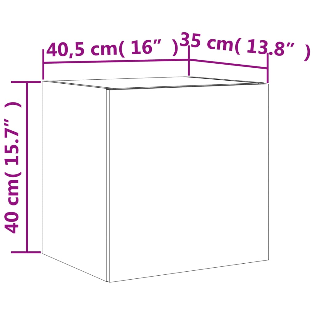 vidaXL Veggfestur Sjónvarpsskápur með LED ljósum Svartur 40,5x35x40 cm