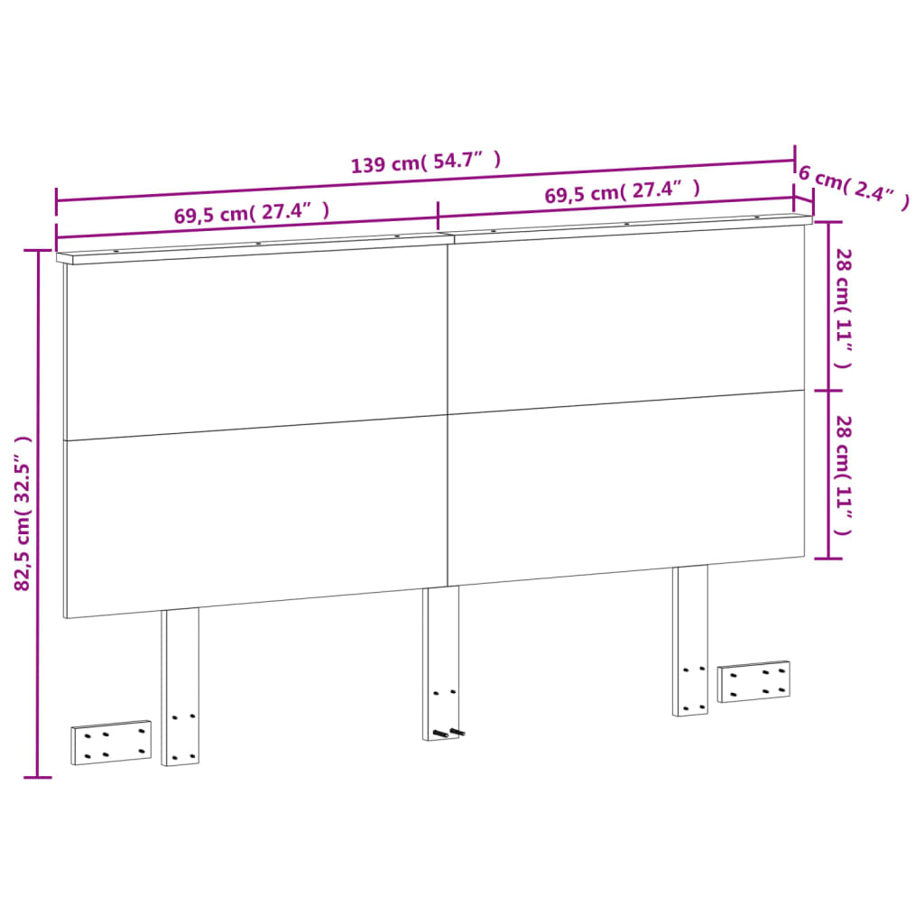 vidaXL Höfðagafl Vaxbrúnn 135 cm Gegnheil Fura