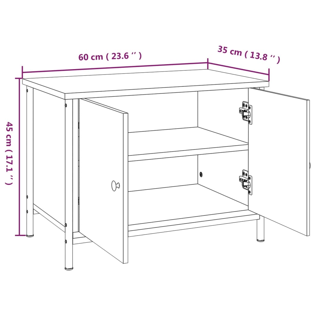 vidaXL Sjónvarpsskápur með Hurðum Reyklituð Eik 60x35x45 cm