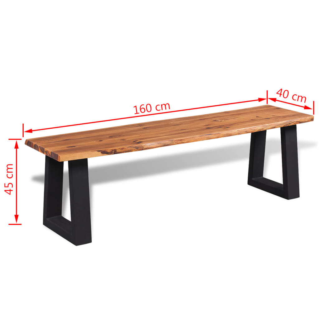 vidaXL Bekkur Gegnheill Akasíuviður 160 cm