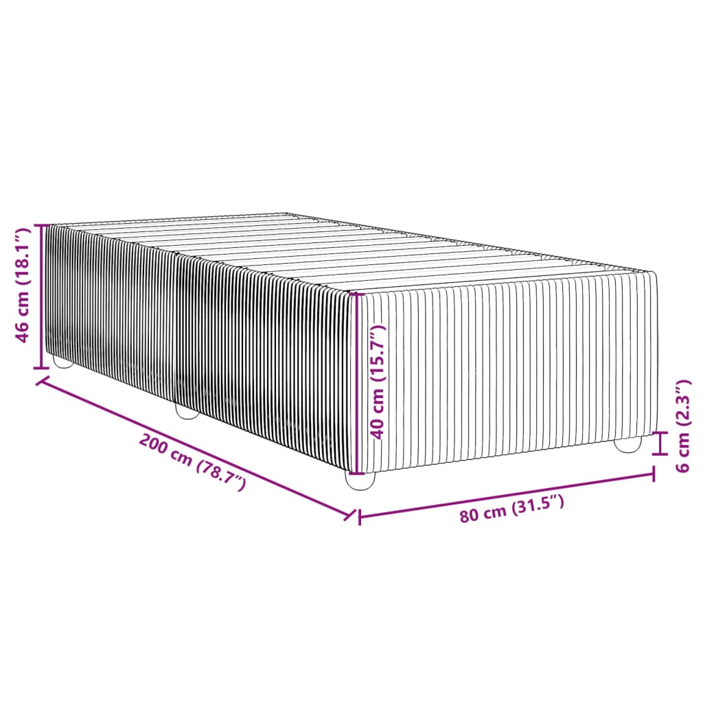 vidaXL Rúmgrind án Dýnu Dökkgrænn 80x200 cm Flauel