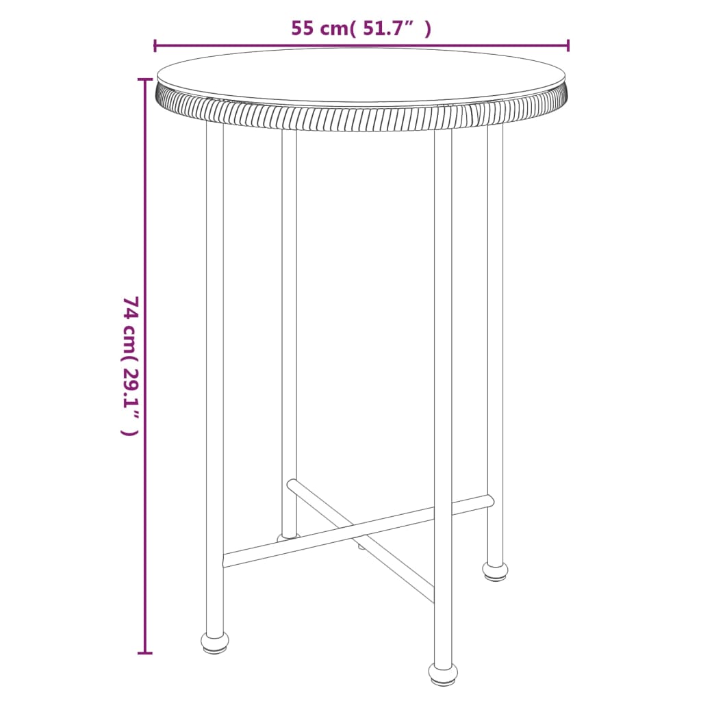 vidaXL Borðstofuborð Ø55 cm Hert Gler og Stál