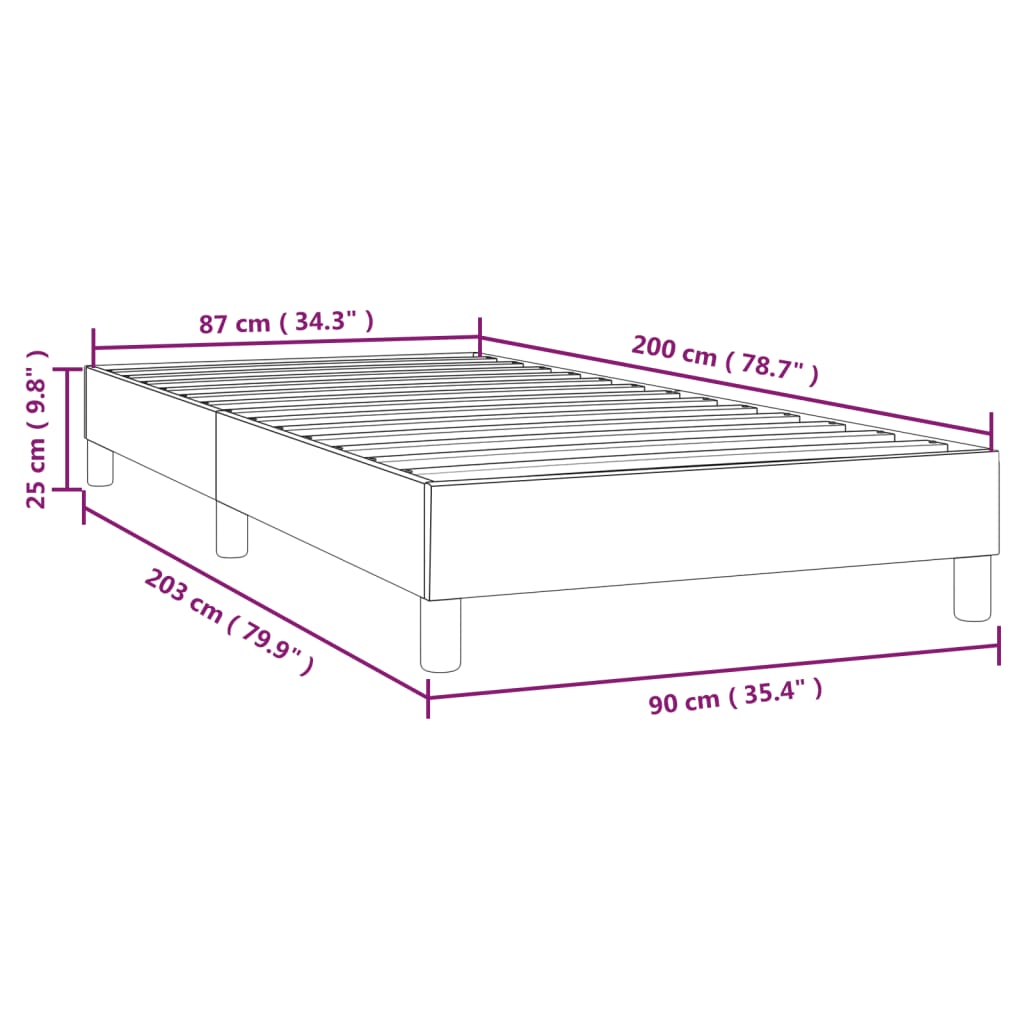 vidaXL Rúmgrind Dökkbláar 90x200 cm Flauel