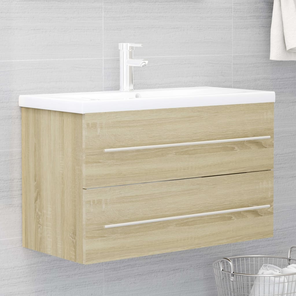 804704 vidaXL Sink Cabinet Sonoma Oak 80x38,5x48 cm Chipboard