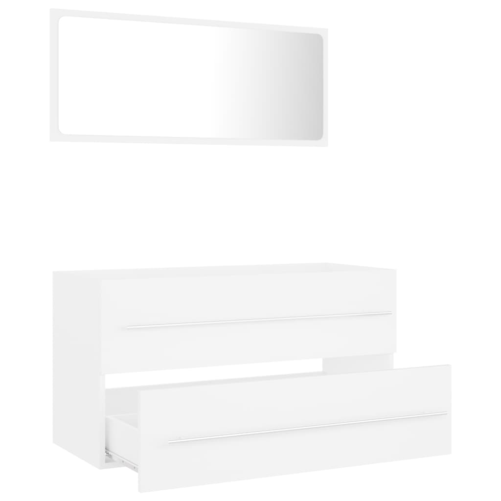 804845 vidaXL 2 Piece Bathroom Furniture Set White Chipboard