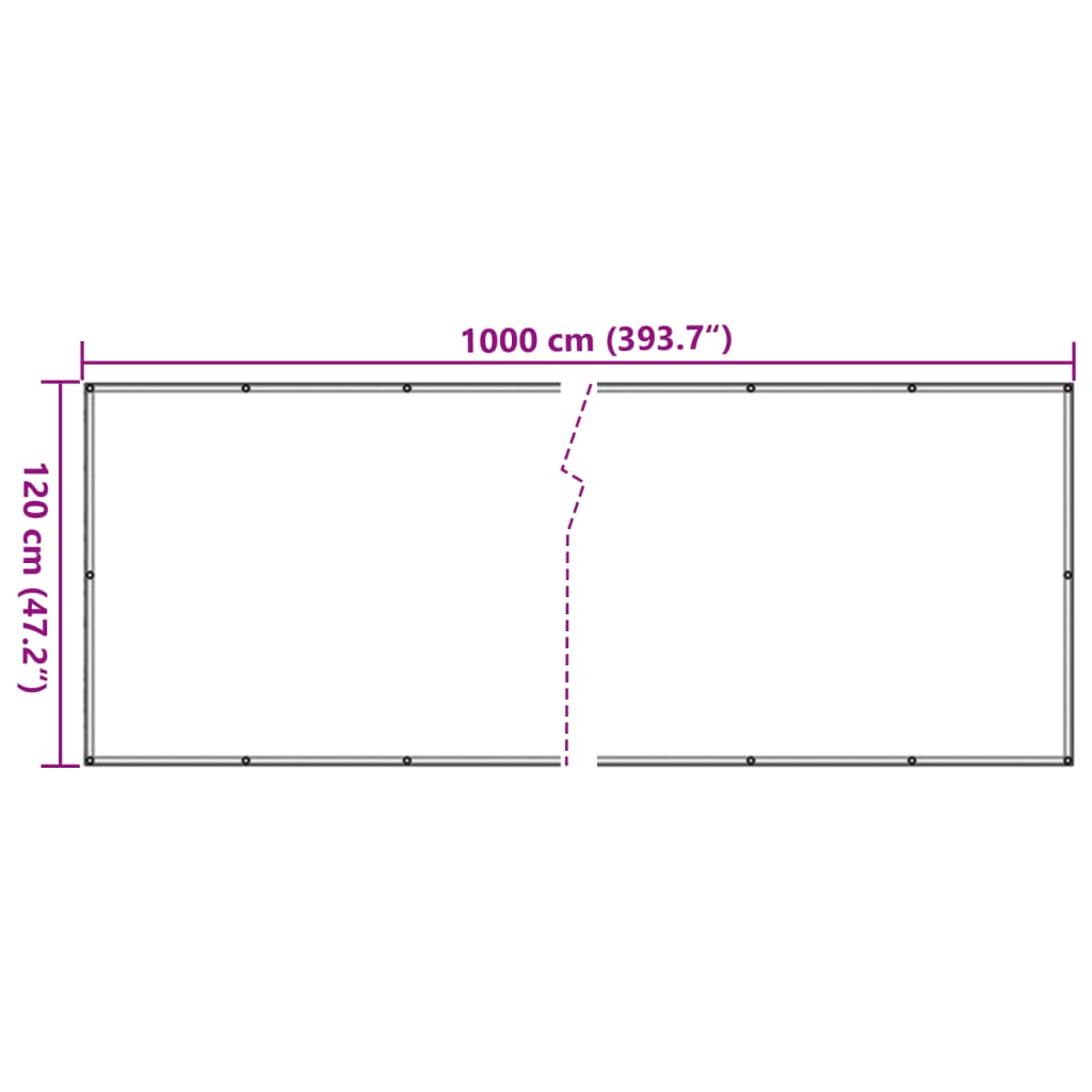 vidaXL Skjólveggur á Svalir Reykgrár 1000x120 cm PVC