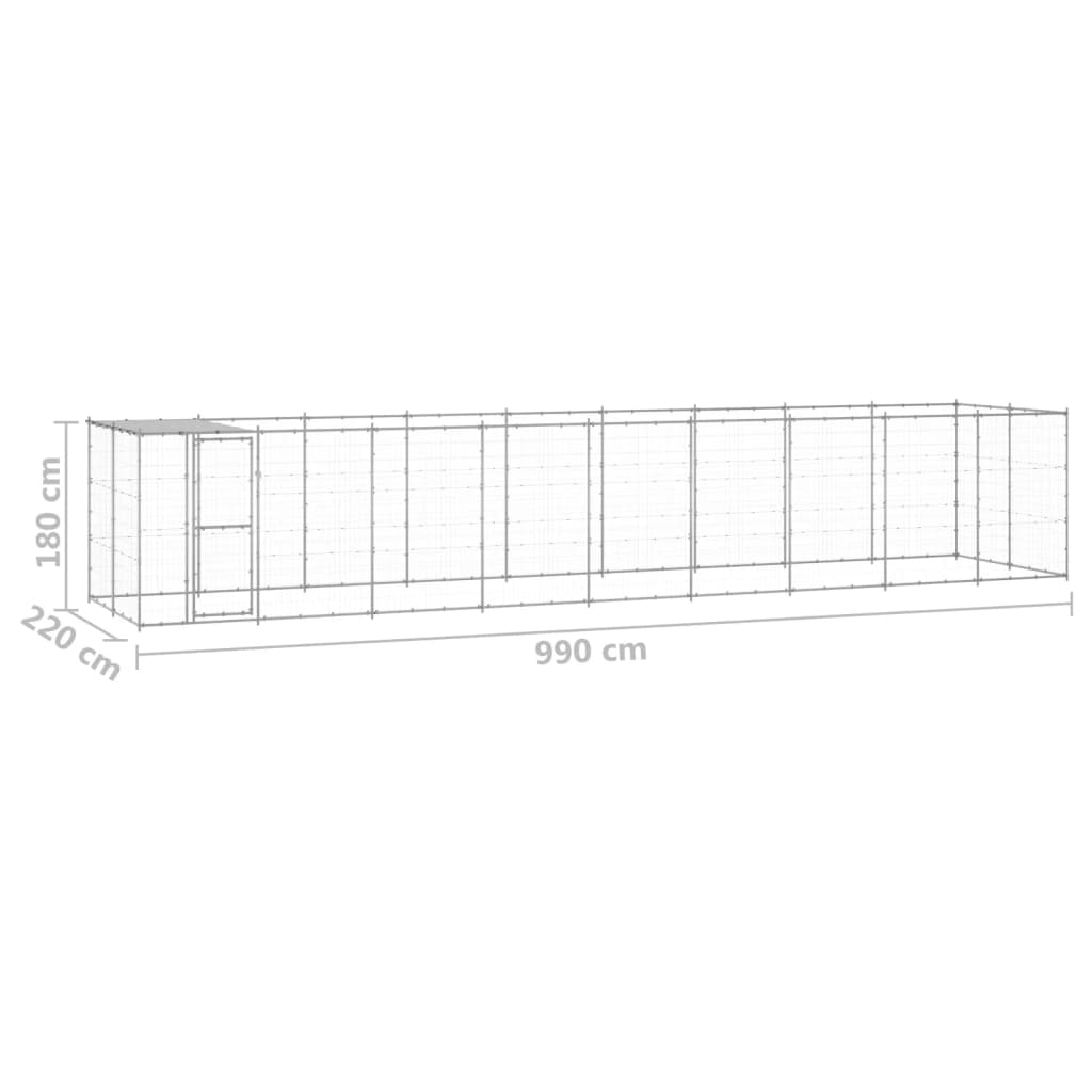 vidaXL Útihundabyrgi með Þaki Sinkhúðað Stál 21,78 m²