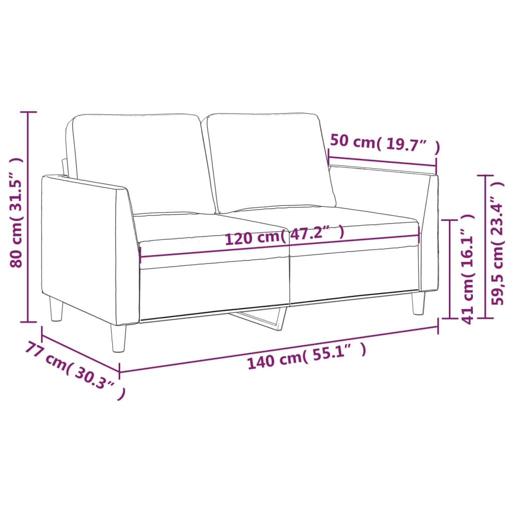 vidaXL 2-Sæta Sófi Svart 120 cm Gervileður