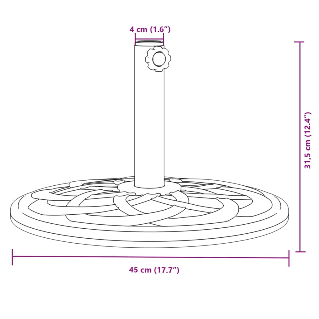 vidaXL Grunnur fyrir Sólhlíf með Ø38/48 mm Stangir 12 kg Hringlaga