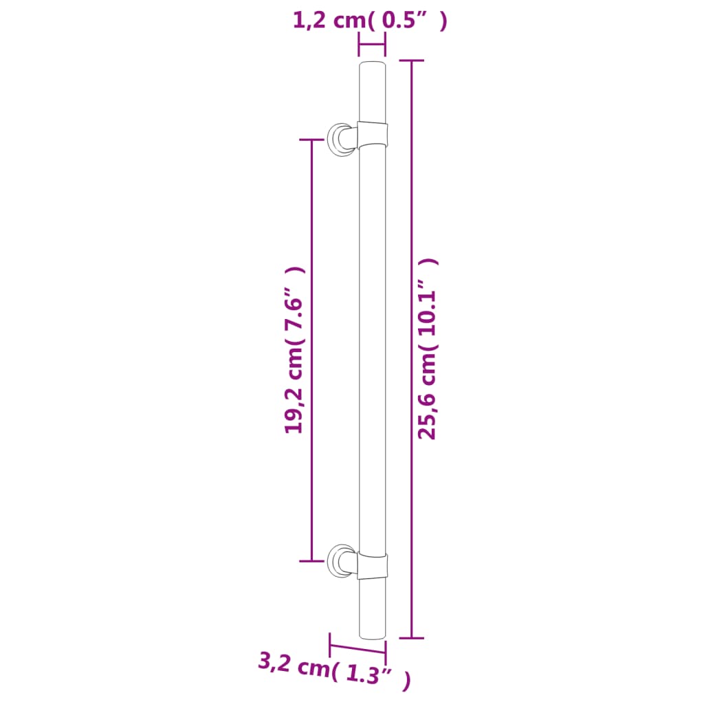 vidaXL Skápur Handföng 20 stk Svart 192 mm Ryðfrítt stál