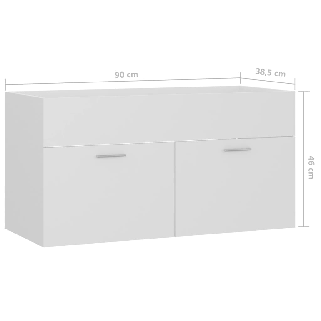 804665 vidaXL Sink Cabinet White 90x38,5x46 cm Chipboard