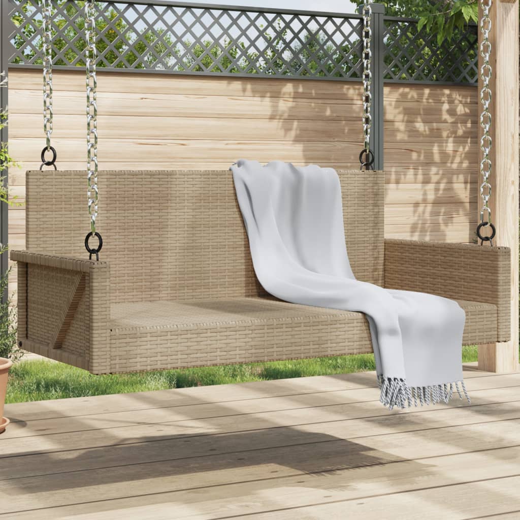 vidaXL Rólubekkur Drapplituð 119x56x48 cm Pólýrattan