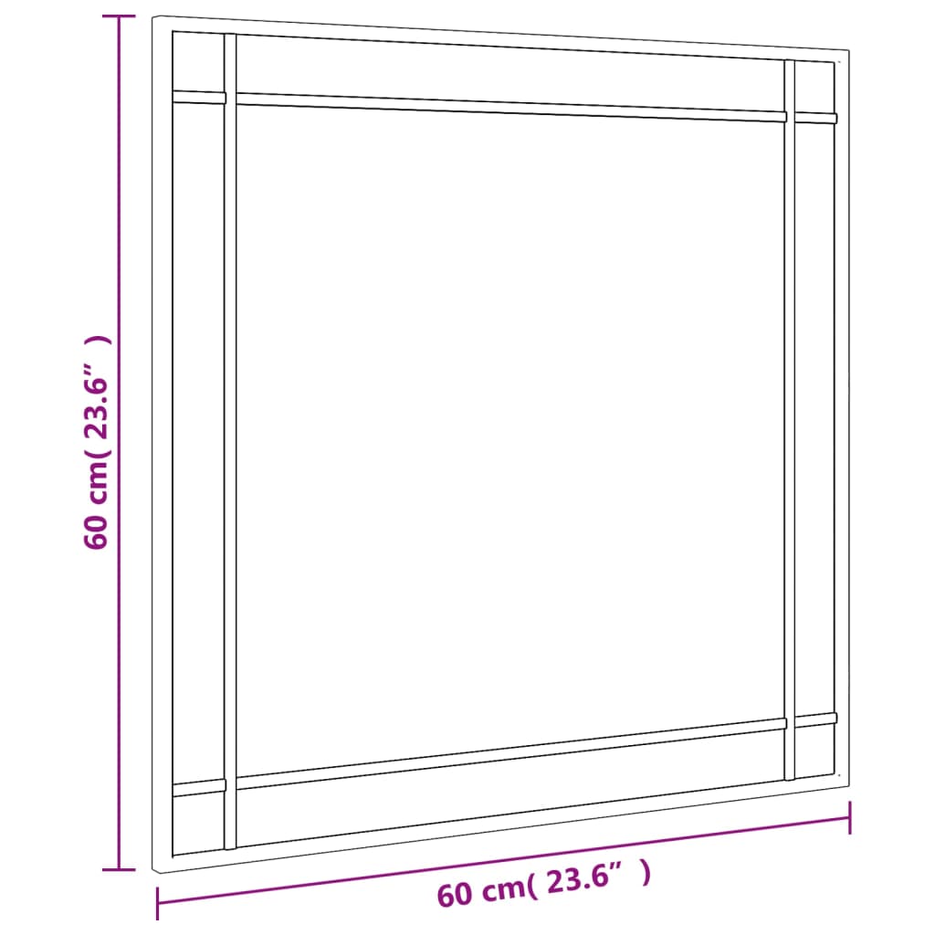 vidaXL Veggspegill Svartur 60x60 cm Ferningslaga Járn