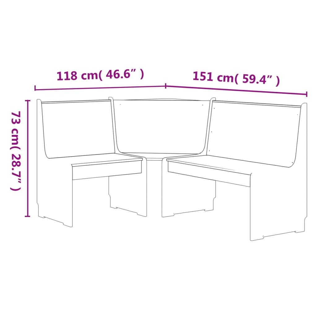 vidaXL Hornbekkur "REINE" 151 cm Gegnheil Fura Hunangsbrúnn