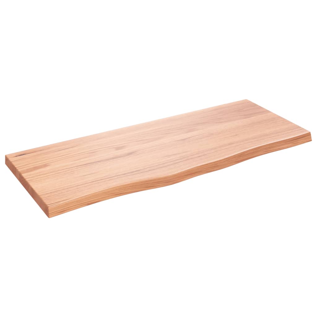 vidaXL Vegghilla Ljósbrún 100x40x(2-4) cm Meðhöndluð Gegnheil Eik