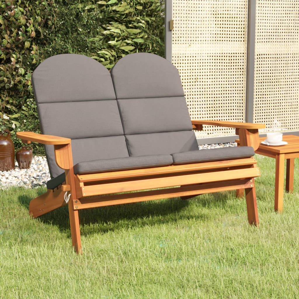 vidaXL Adirondack Garðbekkur með Púðum 126 cm Gegnheill Akasíuviður