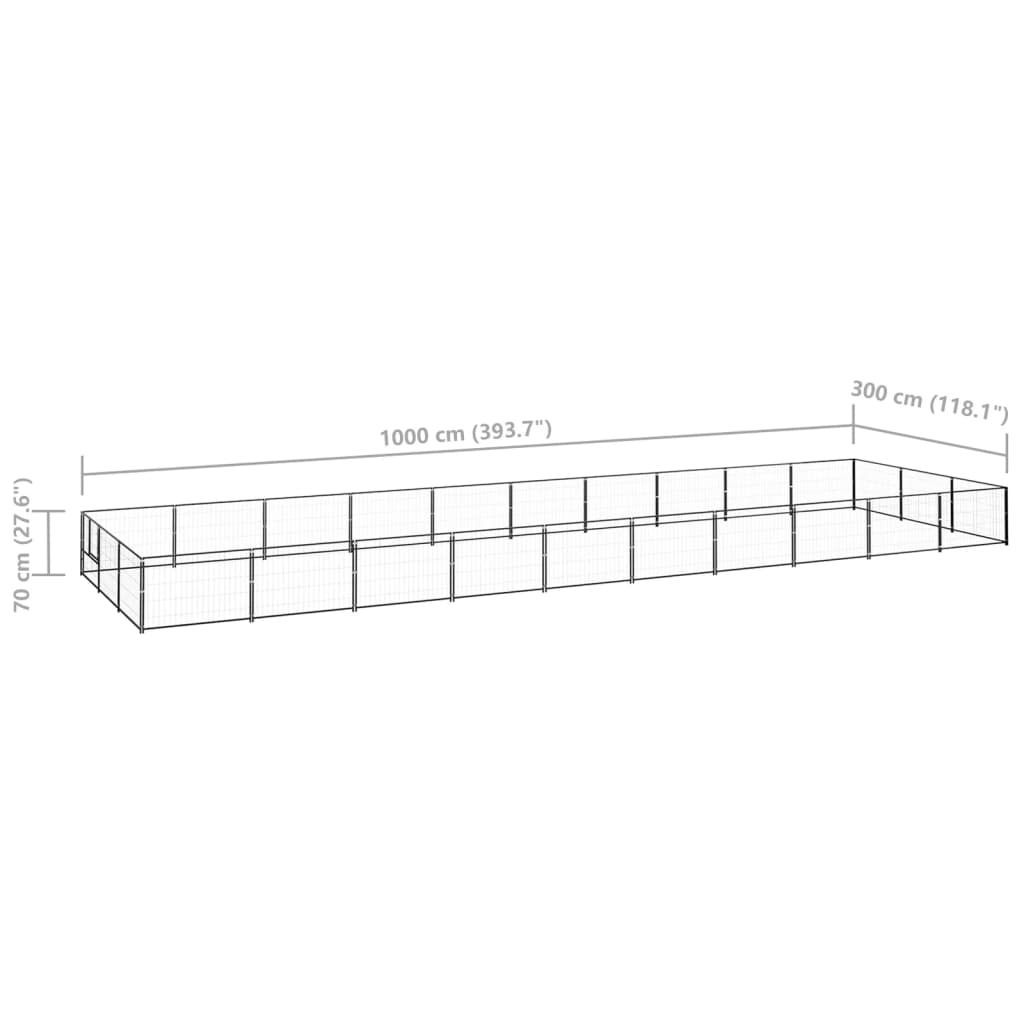 vidaXL Hundabyrgi Svart 30 m² Stál