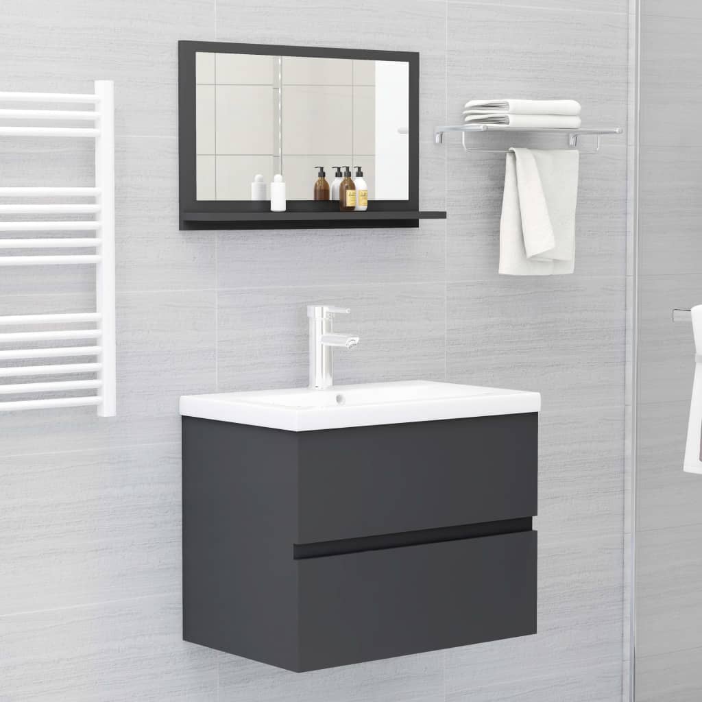 804564 vidaXL Bathroom Mirror Grey 60x10,5x37 cm Chipboard