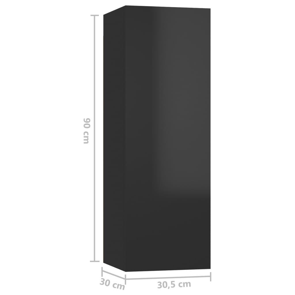 803358 vidaXL TV Cabinet High Gloss Black 30,5x30x90 cm Chipboard