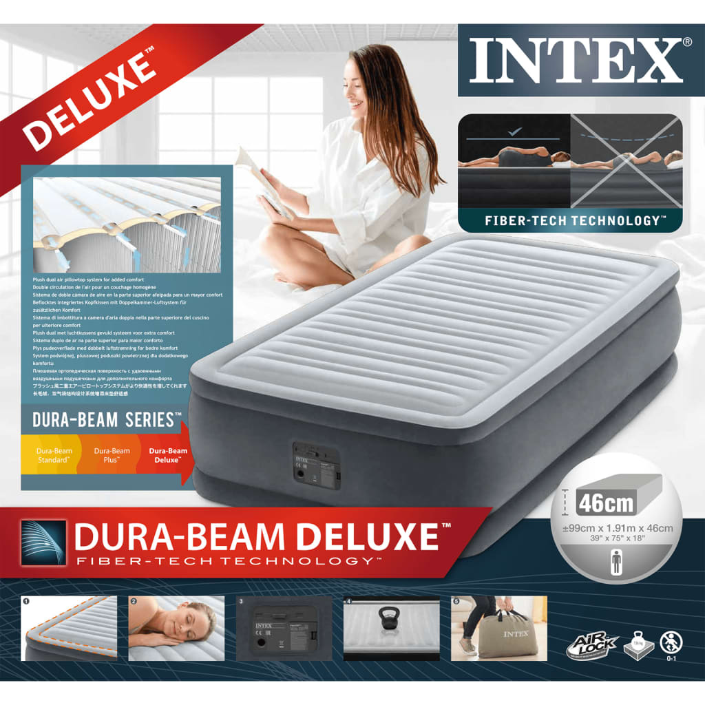 Intex Uppblásanleg Vindsæng "Dura-Beam Deluxe Comfort Plush" Tvíbreið 99x191x46 cm