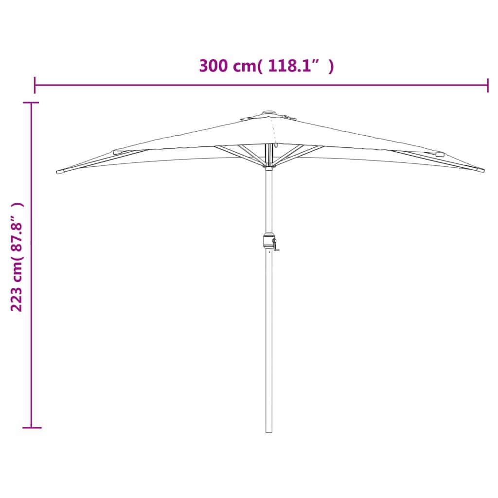 vidaXL Svalasólhlíf með Álsúlu Sandhvít 300x155 cm Hálf