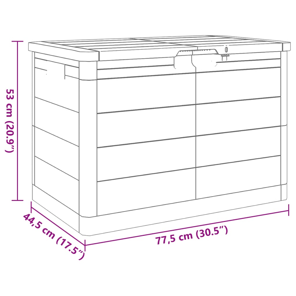 vidaXL Útisessukassi Brúnt 77,5x44,5x53 cm Pólýprópýlen