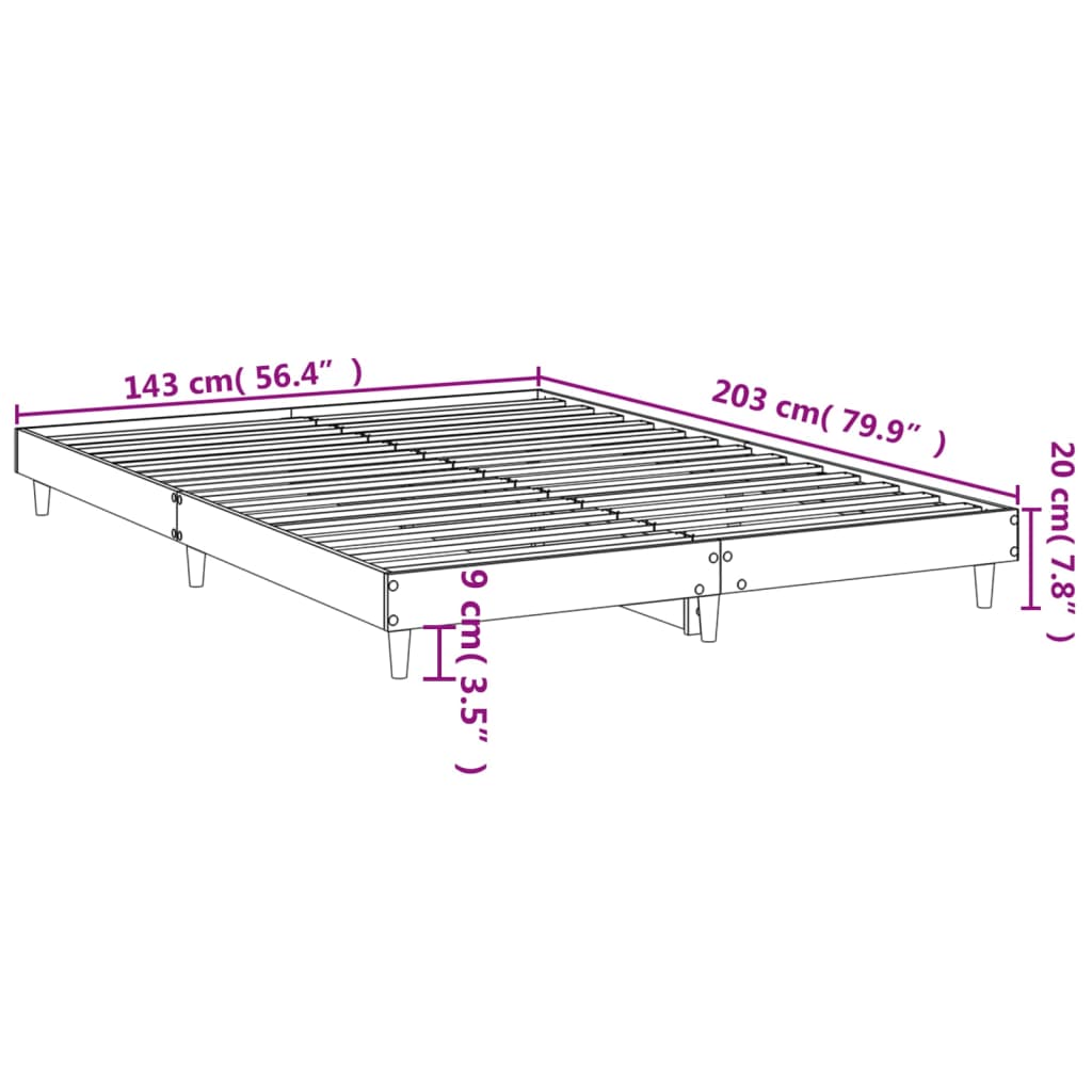 vidaXL Rúmskápur Brún Eik 140x200 cm Samsettur Viður