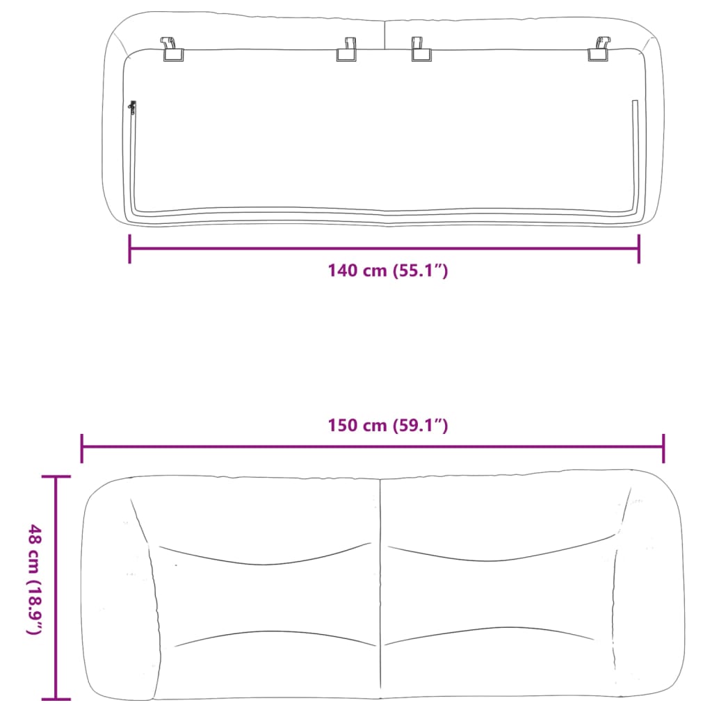 vidaXL Höfðagaflspúði Svartur 140 cm Gervileður