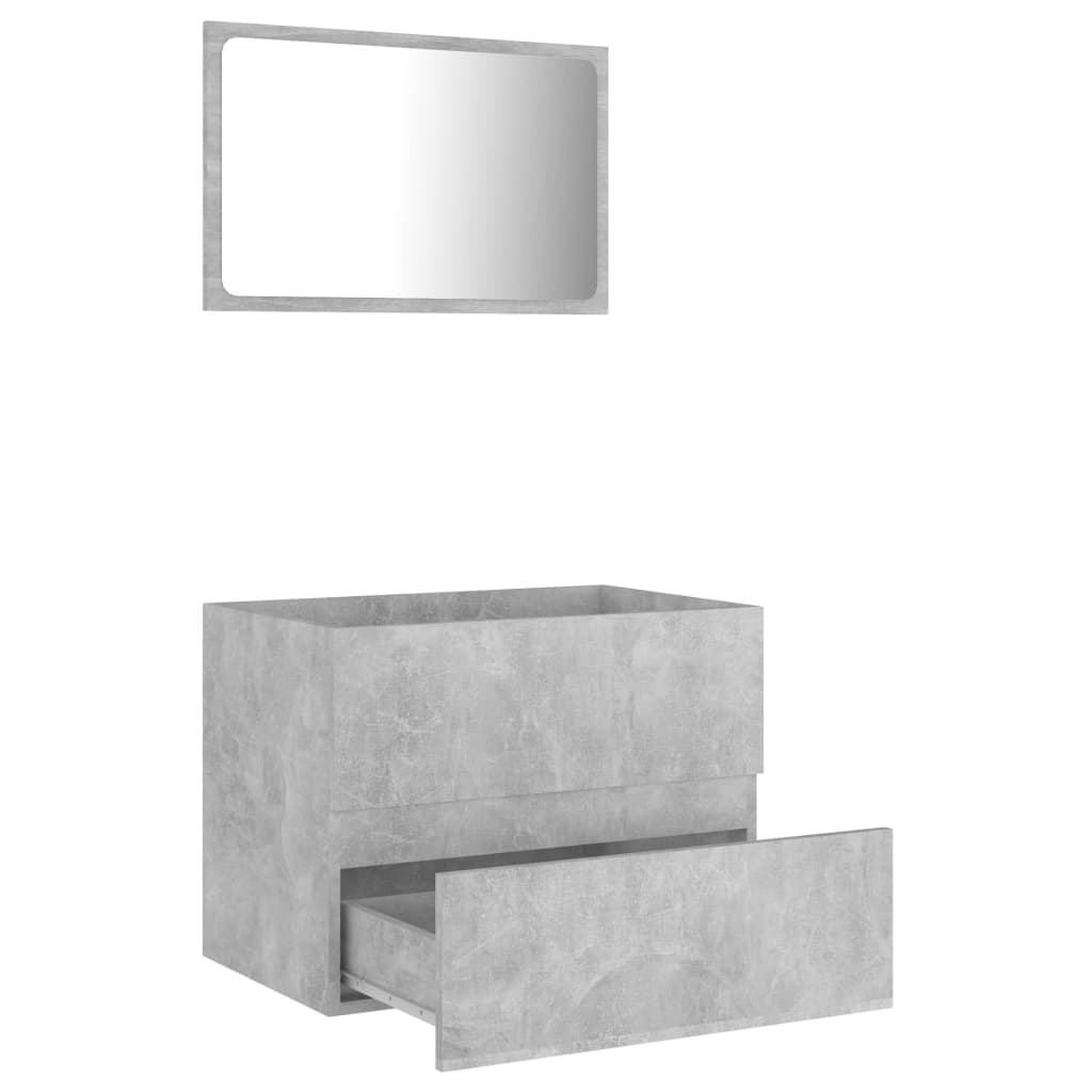 804876 vidaXL 2 Piece Bathroom Furniture Set Concrete Grey Chipboard