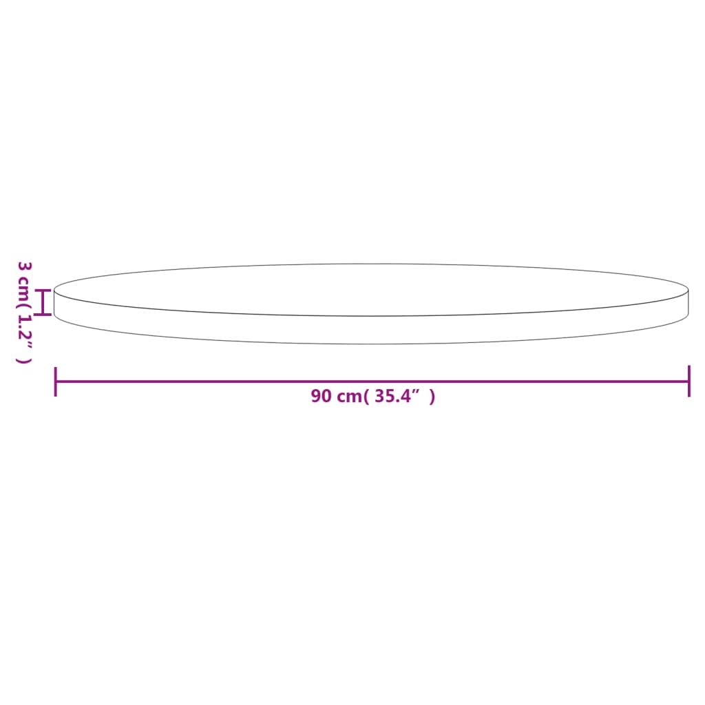 vidaXL Borðplata Kringlótt Hvít Ø90x3 cm Gegnheil Fura