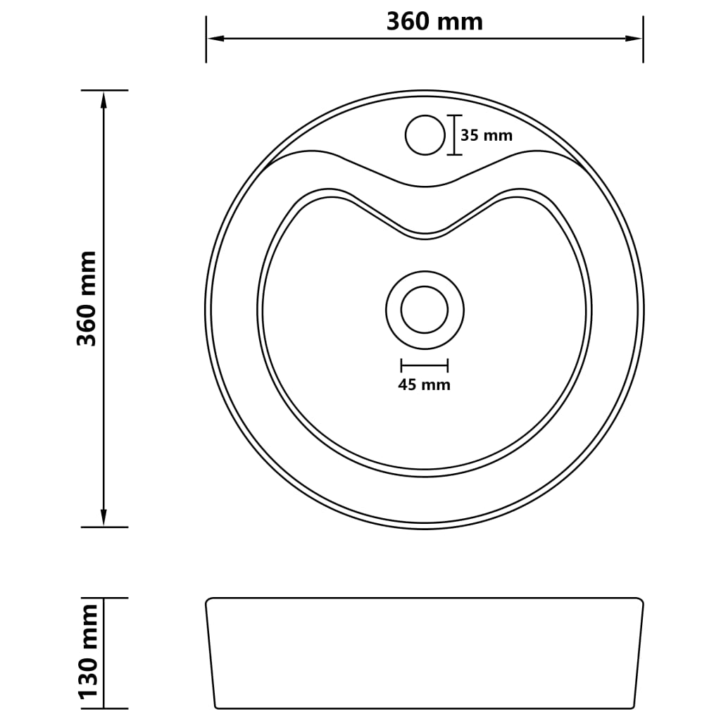 vidaXL Lúxus Handlaug með Yfirfalli Mött Ljósblá 36 x 13 cm Postulín