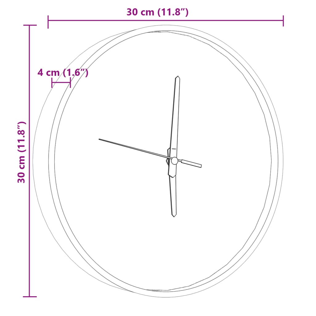 vidaXL Veggklukka með Sjálflýsandi Kvörðum og Vísum Blár Ø30 cm