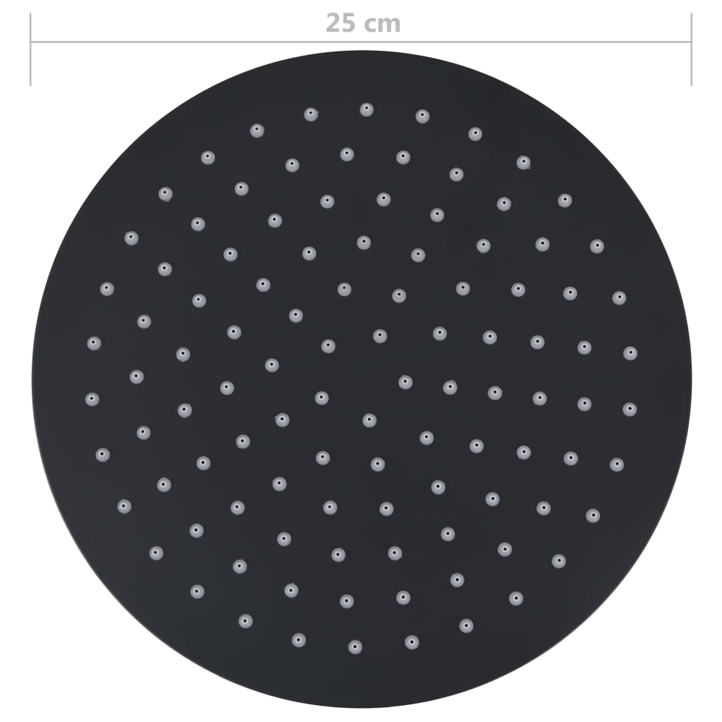 vidaXL Regnsturtuhaus Ryðfrítt Stál 25 cm Hringlaga Svartur