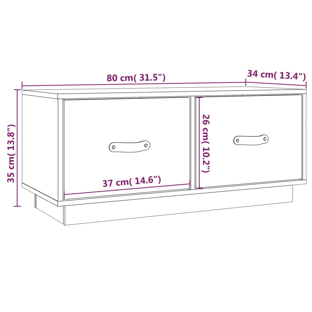 vidaXL Sjónvarpsskápur Svartur 80x34x35 cm Gegnheil Fura