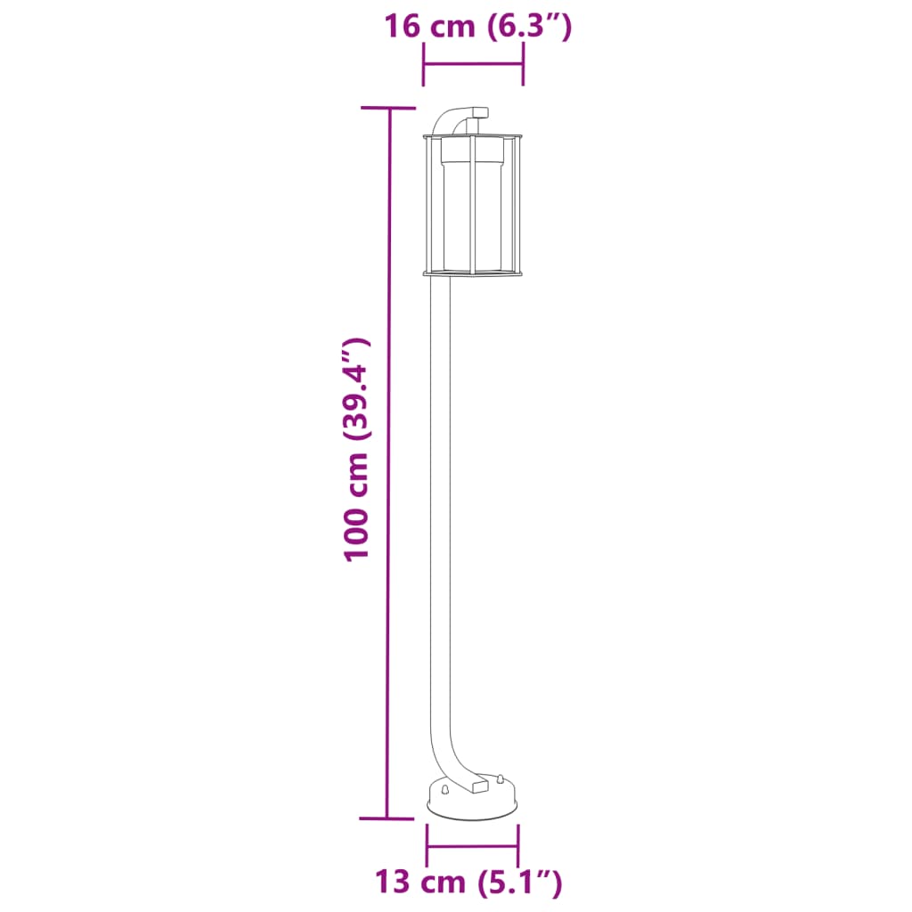 vidaXL Útiljós Frístandandi 3 stk 100 cm Svart Ryðfrítt Stál