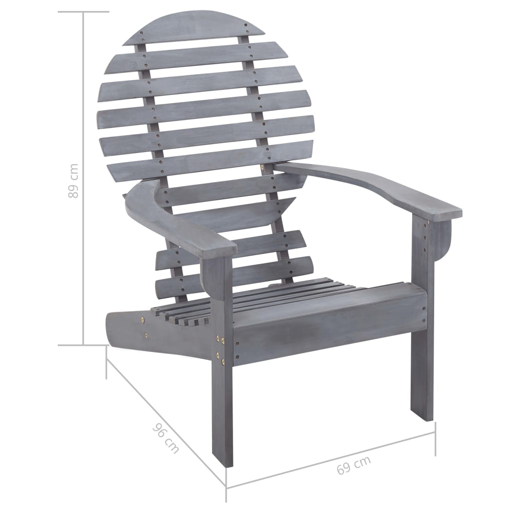 vidaXL Adirondack Stóll Gegnheill Akasíuviður Grár