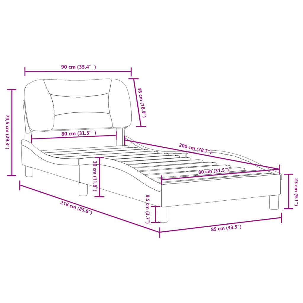 vidaXL Rúmgrind án Dýnu Blár 80x200 cm Tauáklæði