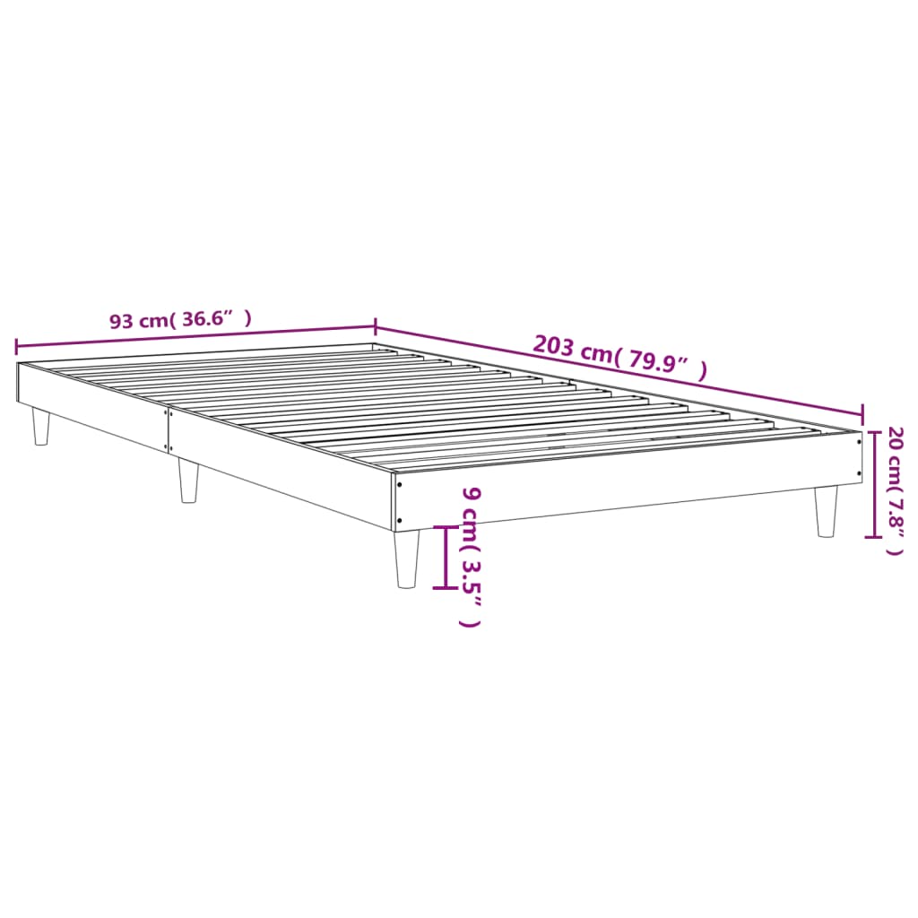 vidaXL Náttborð Sonoma Eikarlitur 90x200 cm Samsettur Viður