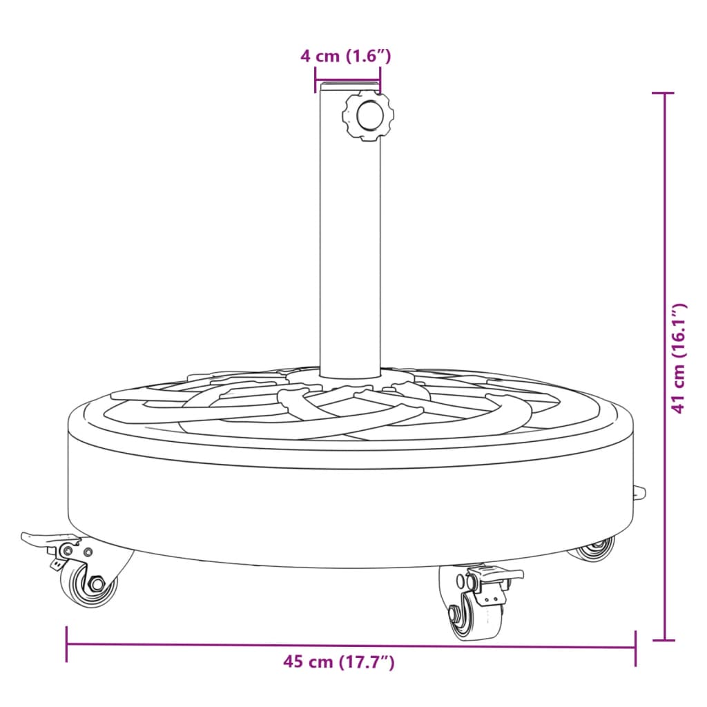 vidaXL Sólhlífarfótur m. Hjólum fyrir Ø38/48 mm Stangir 27kg Hringlaga