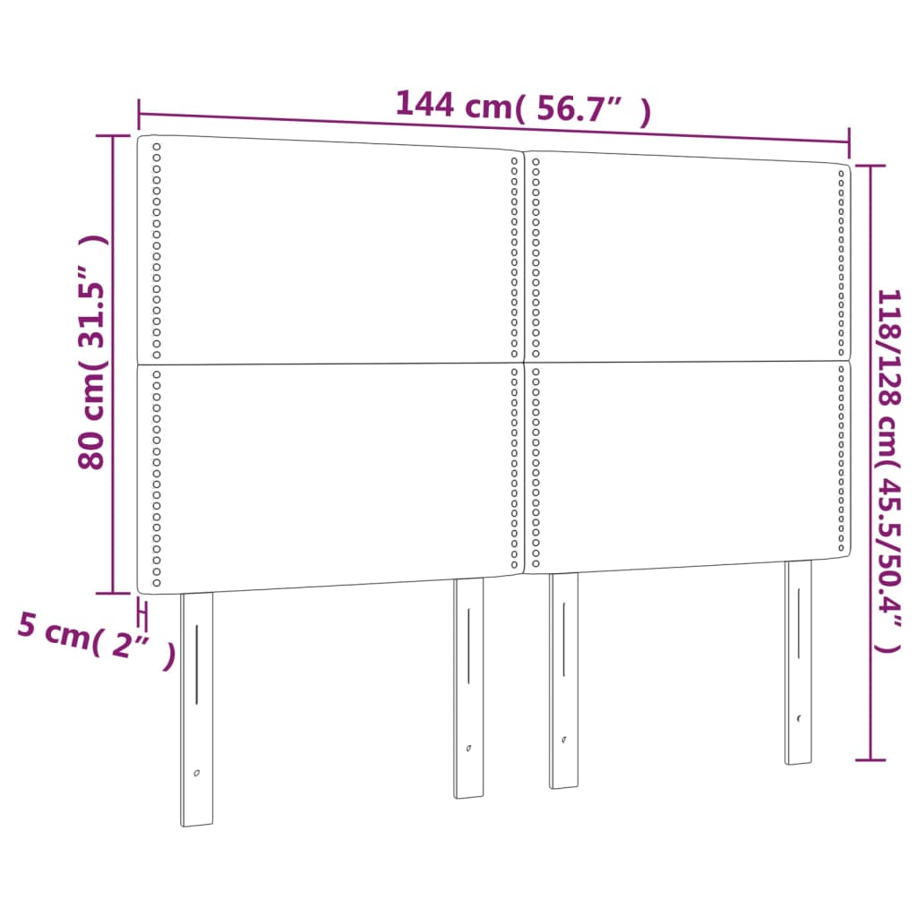 vidaXL Höfðagaflar 4 stk. 72x5x78/88 cm Svart Leðurlíki